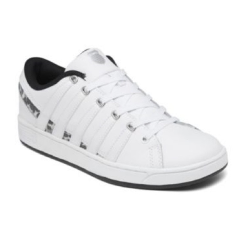 K-Swiss Women’s Ramli Court Classic Casual Sneakers 9.5 White-Metallic Leopard